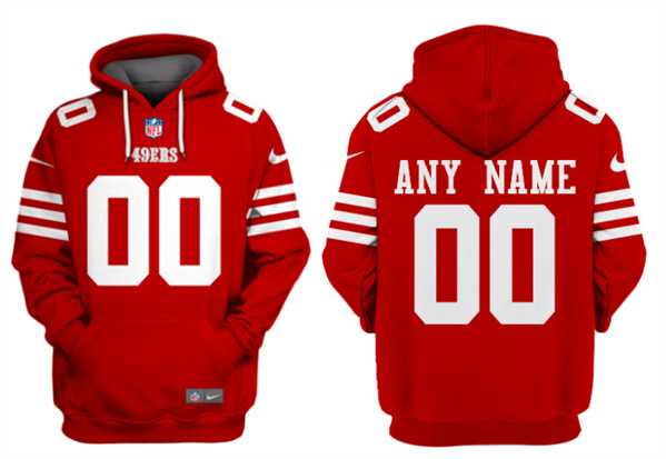 Mens San Francisco 49ers Customized Red Alternate Pullover Hoodie